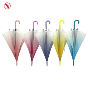1134 Custom Logo POE Fabric Auto Open Straight Umbrella J Handle Semi-Automatic Umbrella for Adults