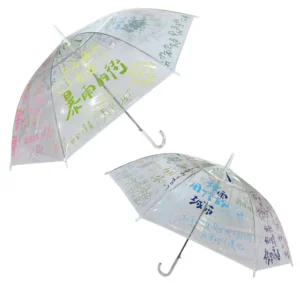 1136 Factory Supply Colorful Printing Transparent POE Straight Umbrella Outdoor Auto Open