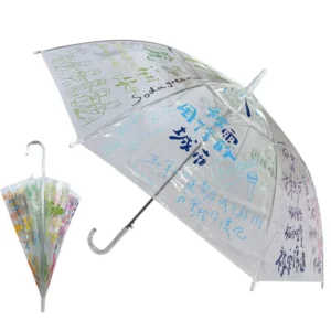 1136 Factory Supply Semi Automatic Straight POE Iron Tube Umbrella Colorful Printing Transparent 100cm Promotional Umbrellas