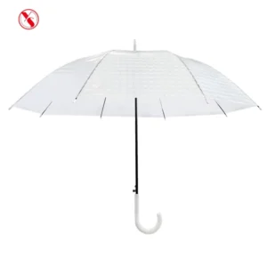 1137 3D POE Fabric Auto Open Straight Umbrella Semi-Transparent J Handle for Adults