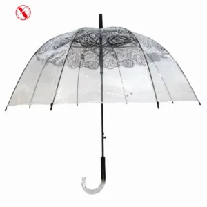 1162 Auto Open POE Bubble Umbrella 8K Ribs Dome Shape Transparent Maple Leaf