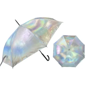 1163 Customizable Semi Automatic Color Changing Holographic Fabric Fiberglass Ribs Iridescent Umbrella New Fashion Umbrella