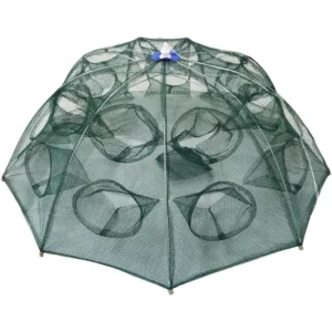 12 14 16 18 Holes Automatic Fishing Crab Fish Trap Minnow Crawdad Cage Shrimp Net Nylon Foldable Fish Net