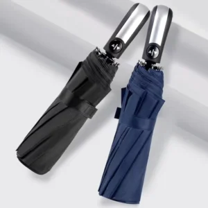 12-Rib Fully Automatic 3-Fold Umbrella, Auto Open, Business Gift, All-Weather UV Protection, Dual-Use