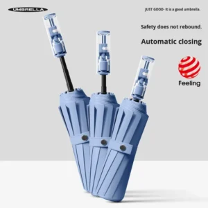 12 Rib Fully Automatic Sectional Anti Rebound Umbrella Black Coating Sunshade Large Foldable UPF 50+