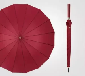 12-Rib Large Long-Handle Windproof Straight Rain Umbrella