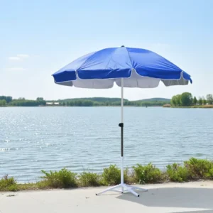 120 130cm Outdoor Beach Umbrella Silver Coating Windproof UPF50+ UV Protection Adjustable Pole Patio Sun Shade Parasol