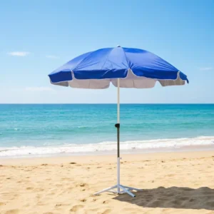 120 130cm Plain Silver Coating Sun Parasol Windproof UPF50+ UV Protection Adjustable Pole Patio Outdoor Umbrella