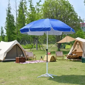 120/130cm Plain Sun Parasol Silver-Coated Windproof UV-Blocking Adjustable Pole Garden Beach Outdoor Umbrella