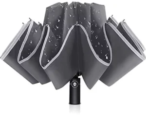 12K Windproof Automatic Reflective 3-Fold Reverse Umbrella for Adults