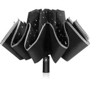 12k Windproof Safety Reflective 3-Folding Automatic Reverse Umbrella
