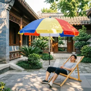 130 140cm Heavy Duty Ventilated Sun Parasol Double Ribs Wind Vent UPF50+ UV Protection Custom Logo Beach Umbrella