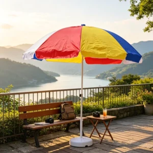 130cm 140cm Beach Umbrella Double Ribs Wind Vent Ventilated Canopy UV Protection Windproof Outdoor Sun Parasol