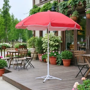 130cm Silver-Coated Patio Umbrella with UPF50+ Protection, Windproof Solid Shade, and Adjustable Aluminum Stand for Garden and Beach