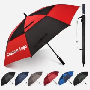 130cm Windproof Pongee Fiberglass Ribs Fullprint Logo Hotel Use Automatic Straight Golf Umbrella