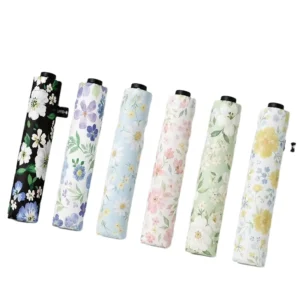 135g Ultra-light Style Korean Pencil Umbrella Mini Pocket Flower Printing 5 Ribs UPF50+ Umbrella Customized Portable Umbrella