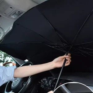 140*79cm Portable Nylon Silver Coating Car Sunshade Umbrella UV Protection Manual Control Foldable Windshield