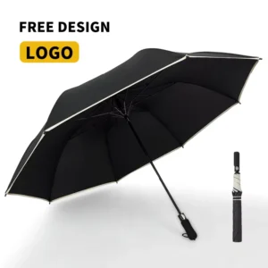 140 cm Three-Fold Automatic Golf Umbrella with Custom Logo, UV Protection, 12 Fiberglass Ribs