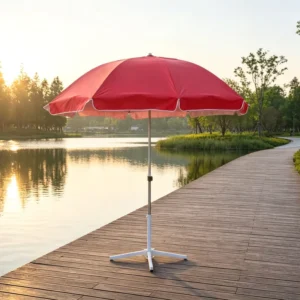 140CM Outdoor Seaside Beach Umbrella with Double Frame Rib, Wind Vent, Windproof, Large Patio Sun Shade