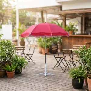 140cm Ventilated Double Top Beach Parasol with Silver Coating, Anti-UV, Windproof, Water Repellent Design