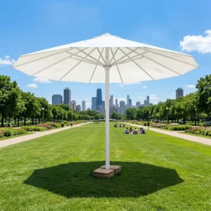 15 x 9 ft Oversize Park Yard Parasol with Stainless Steel Pole and Canopy for Landscape Shading