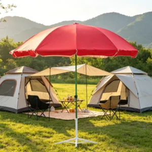 150cm All-Weather Double-Layer Windproof UV-Protection Waterproof Outdoor Parasol for Stalls, Beaches, Gardens, and Patios