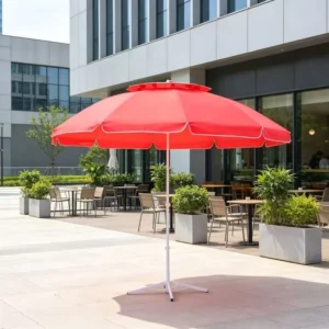 150cm Radius Double Top Beach Umbrella Double Layer Canopy UV Protection Outdoor Patio Garden Poolside Sun Umbrella