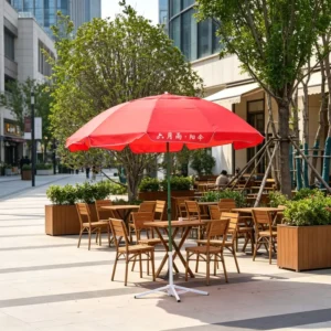 150cm Red Garden Beach Sun Shelter with Wind Vent, UV Protection, Portable Outdoor Patio Sun Umbrella
