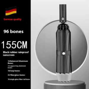 155cm 16-Bone Fully Automatic Reversed Umbrella Extra Large for 3-5 People Thickened Wind-Resistant Sun Protection