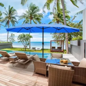 15ft Double-Sided Large Patio Garden Umbrella Modern Outdoor Hanging Twin Umbrella Garden Park Outdoor Furniture