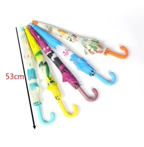 15inch 8k Children Semi-automatic Aluminum Alloy Straight Umbrella Cartoon Hanging OEM Matching Color Rubber Plastic Polyester