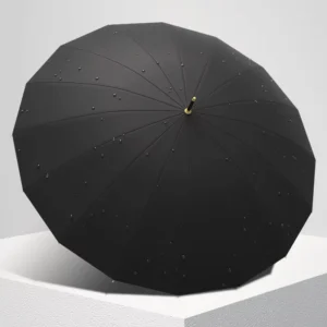 16-Bone Curved Fiberglass Long Handle Full-Automatic Dual-Purpose Windproof Advertising Golf Umbrella Custom Printed Logo 210T