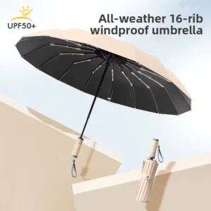 16-Bone Fully Automatic Three-Fold UV Protection Umbrella