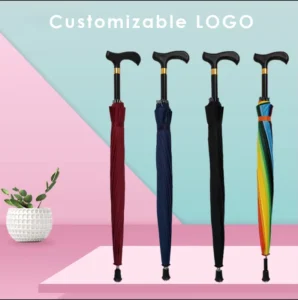 16 Bone Non Slip Crutches Umbrella Outdoor Golf Elderly Walking Stick Umbrella Straight Rod