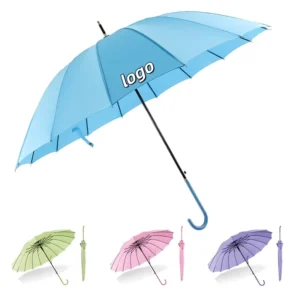 16 Bone Straight Pole Umbrella Japanese Solid Color Long Handle Double Person Oversized Reinforced UV Protection Customizable