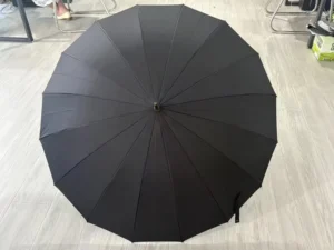 16-Rib 23-Inch Plastic Straight Rain Umbrella with Pink J-Shaped Handle