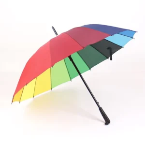 New Classic Product Colour Changing Rainbow Beach Umbrella Plastic Straight Shank Golf Umbrella Promotional Business Gift