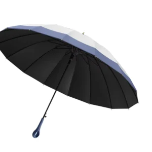 16-Rib Forest-Style Spliced Long-Handled Straight Umbrella, Black Glue Sun and Rain Umbrella, Factory Stock