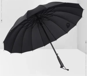 16-Rib Iridescent Automatic Straight-Handle Rain Umbrella, Colorful Rainbow