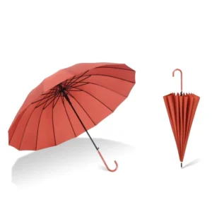 16-Rib Straight J-Shape Windproof Outdoor Umbrella