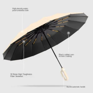 16-bone Double Keel Reverse Loop Buckle Umbrella Full-automatic Large Portable Reinforced Men’s Dual-use Advertising Spot