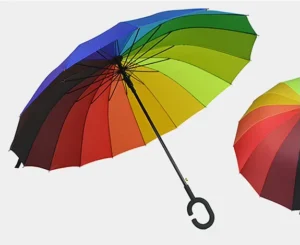 16K 23-Inch Rainbow Straight-Pole Umbrella, Multiple Colors