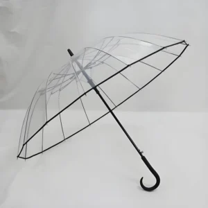 16K Disposable Transparent Clear Lace Bubble Lightweight Polyester 16-Rib Straight Umbrella