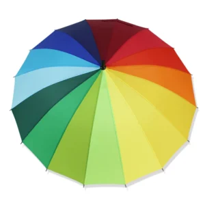 16K Large Rainbow Umbrella, Long Handle, Straight, Anti-UV, Windproof, Waterproof