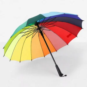 16K Long-Handle Windproof Rainbow Stick Umbrella
