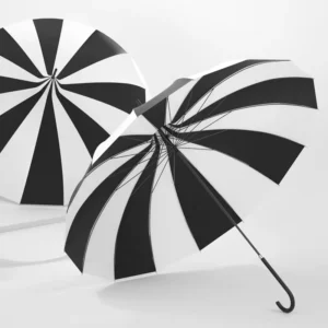 16K Photography Prop Princess Court Umbrella Black and White Pagoda Manual D23-88