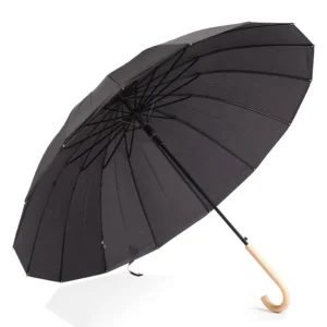 16K Solid Color Curved Handle Double Straight Travel Umbrella