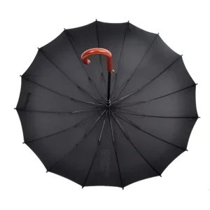 16k Golf Umbrella with Wind Proof Solid Color Wooden Curved Handle Custom Logo