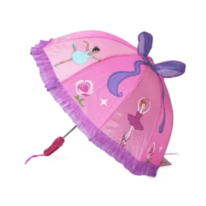17 Inch Ballet Dancer Printing Straight Kids Lace Parasol Umbrella with Cartoon Shoes Shape Long-Handle