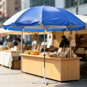 170cm Double Layer Beach Umbrella Heavy Duty Thick Ribs UV Block Waterproof Outdoor Poolside Resort Patio Parasol